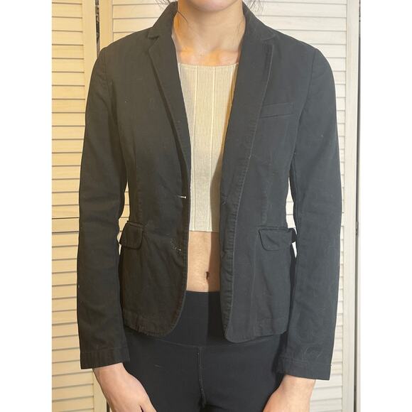 rag & bone Nancy Fitted Cotton Blazer Black Size 2 - Picture 1 of 11